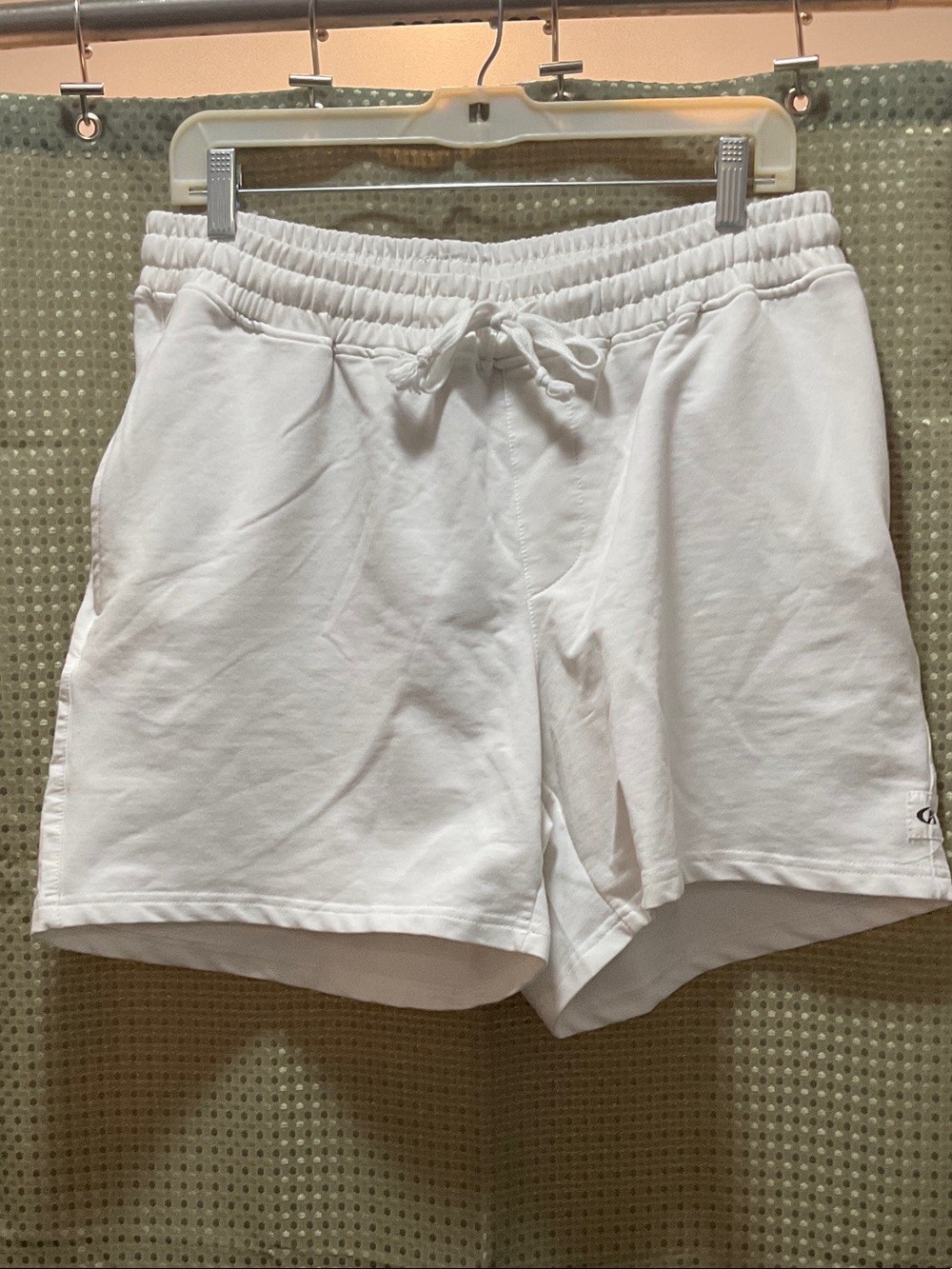 Men’s CK White Elastic-Waist Sweat Shorts